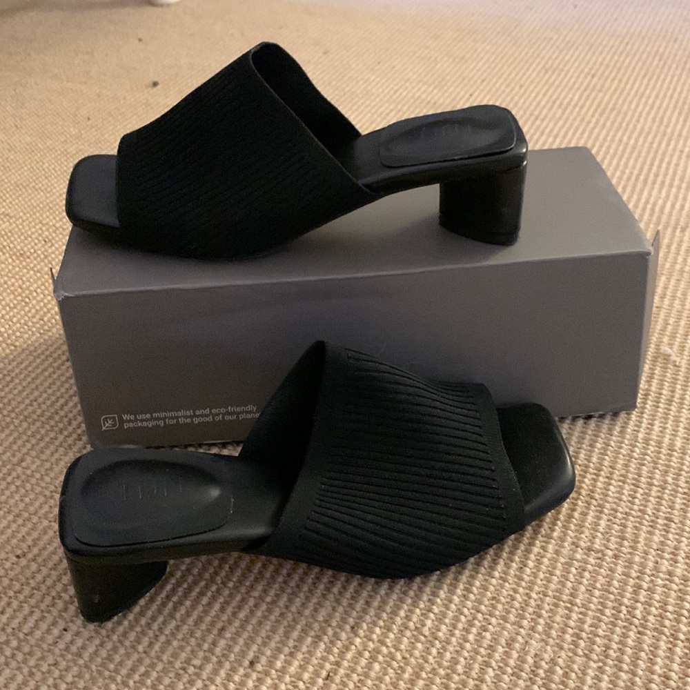 Black Square Toe Mules